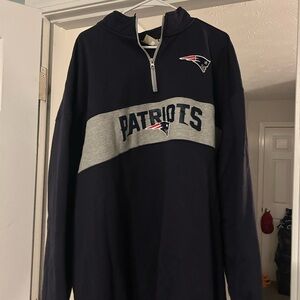 Fanatics Men's Navy and Gray Patriots Quarter Zip Sweater/Sweatshirt EUC